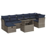 8 Piece Garden Sofa Set with Cushions Grey Poly Rattan Acacia 3327791