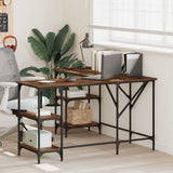 Desk Smoked Oak 139x139x75 cm Engineered Wood 837594