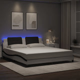 Bed Frame with LED without Mattress "Zadar" White and Black 180x200 cm 3214130