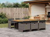 7 Piece Garden Dining Set with Cushions Grey Poly Rattan 3210554