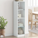 Highboard with Glass Doors White 35x37x142 cm 836434
