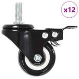 12 pcs Swivel Casters with Brakes 50 mm 277932