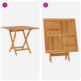 5 Piece Folding Garden Bistro Set Natural Solid Teak Wood 3434110