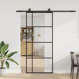 Sliding Door with Hardware Set Black 90x205 cm ESG Glass 3375870