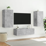 3 Piece TV Wall Cabinets with LED Lights Concrete Grey 3216877