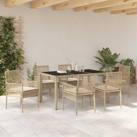 Garden Dining Set 7 pcs Beige Poly rattan 3334890