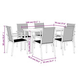 7 Piece Garden Dining Set Black Textilene and Steel 3187044