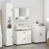 Bathroom Furniture Set 4 pcs White Engineered Wood and Metal 3393083