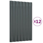 ZNTS Roof Panels 12 pcs Powder-coated Steel Anthracite 60x36 cm 319126