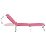 ZNTS Folding Sun Lounger Steel and Fabric Pink 310330