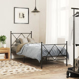 Metal Bed Frame without Mattress with Footboard Black 80x200cm 376511
