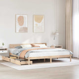 ZNTS Bed Frame without Mattress 200x200 cm Solid Wood Pine 3301522