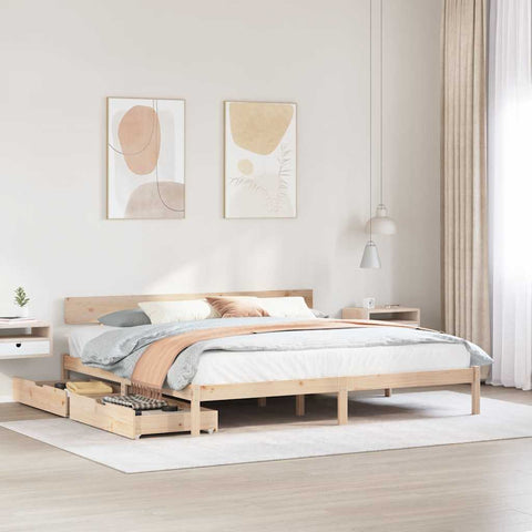 ZNTS Bed Frame without Mattress 200x200 cm Solid Wood Pine 3301522