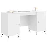 Desk High Gloss White 142.5 x 50 x 75 cm Engineered Wood 3414634