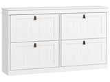 Slim Shoe Cabinet, Shoe Cabinet with 4 Drop-Down Drawers, 105W x 24D x 82.5H cm, White T3398P554108