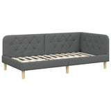 Corner Bed Frame with Headboard Dark Grey 90 x 190 cm Fabric 42016562