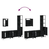 4 Piece Bathroom Furniture Set Black Engineered Wood 3214810