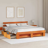 Bed Frame with Headboard Wax Brown 180 x 200 cm Solid Pine Wood 3382267