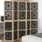 Room Divider 5 Panels Brown and Black Solid Wood Paulownia 358806