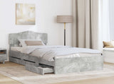 Bed Frame with Drawer Concrete Grey 90 x 190 cm Engineer Wood 3413050