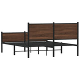 Metal Bed Frame without Mattress Brown Oak 140x200 cm 4007959