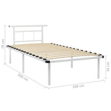 Bed Frame White Powder-coated metal, plywood Single bed Durable 324824