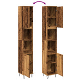 Bathroom Cabinet Old Wood 30x30x190 cm Engineered Wood 857199