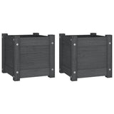 Garden Planters 2 pcs Grey 31x31x31 cm Solid Pinewood 810527