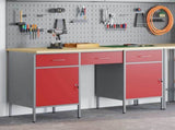 Work Cabinet with Drawer 3 pcs Red Engineered Wood and Steel 3321375