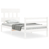 Bed Frame without Mattress White Single Solid Wood 3195122