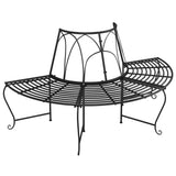 Tree Bench Black Steel Medium Durable Half Round Tree Bench 318825