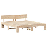 Bed Frame with Headboard Brown 200 x 200 cm Solid Pine Wood 3382289