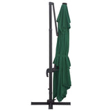 Cantilever Garden Parasol with LED Lights and Aluminium Pole 400x300 cm Green 47005