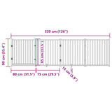 Dog Gate with Door Foldable 4 Panels Black 320 cm Solid Wood Fir 352291
