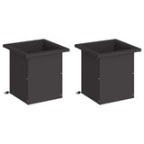 Garden Planter with LED 2 pcs Black 30 x 30 x 30 cm Steel 8008057