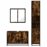 3 Piece Bathroom Furniture Set Smoked Oak Engineered Wood 3301072