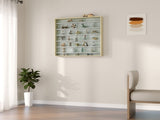 7-Tier Wall Display Shelf Unit Cabinet w/ 6 Adjustable Shelves Glass Doors Home Office Ornaments T3398P342392