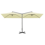 Garden Parasol Sand Polyester, Powder-Coated Steel Double 312555