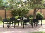 Garden Dining Set with Cushion 7 pcs Black Poly Rattan 3380041