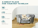 Dog Sofa Pet Chair, Kitten Bed Couch w/ Wooden Frame, Removable Cushion - Silver-Tone and Grey T3398P376493