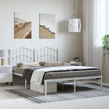 Metal Bed Frame without Mattress with Headboard White 135x190cm 373837