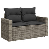 ZNTS 11 Piece Garden Sofa Set with Cushions Grey Poly Rattan 3228920