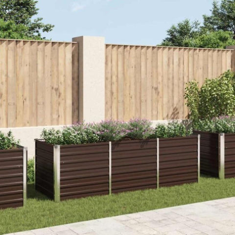 Garden Raised Bed Brown 240x80x77 cm Galvanised Steel 45713