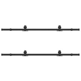 Sliding Door Hardware Kit 366 cm Steel Black 3295785