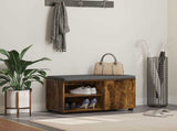 Hall Bench with Cushion with Shelf Smoked Oak 80 x 38 x 46 cm 891508