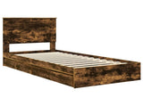 Storage Bed with Drawer Smoked Oak 90 x 200 cm Engineered Wood 3411247