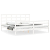 Bed Frame without Mattress White 200x200 cm Solid Wood 3194007