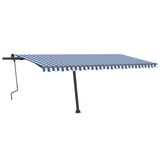 Freestanding Manual Retractable Awning 500x300 cm Blue/White 3069776