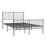 Metal Bed Frame without Mattress with Footboard Black 120x200cm 350880