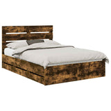 Bed Frame with Drawer Smoked Oak 140 x 190 cm Engineer Wood 3411836